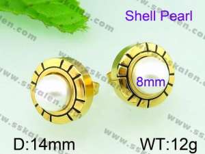 SS Shell Pearl Earrings - KE54937-Z