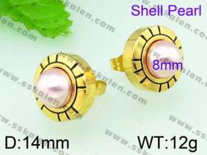 SS Shell Pearl Earrings - KE54938-Z