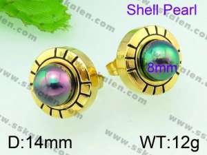 SS Shell Pearl Earrings - KE54940-Z