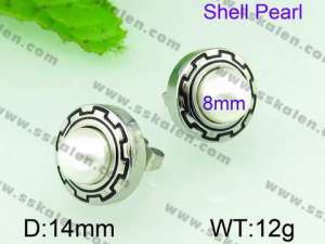SS Shell Pearl Earrings - KE54942-Z