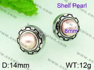 SS Shell Pearl Earrings - KE54946-Z