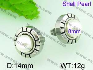 SS Shell Pearl Earrings - KE54951-Z