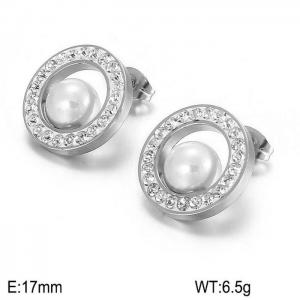 Stainless Steel Stone&Crystal Earring - KE56256-K