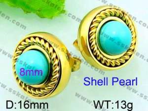 SS Shell Pearl Earrings - KE56573-Z