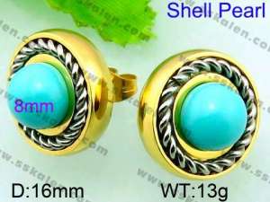 SS Shell Pearl Earrings - KE56574-Z