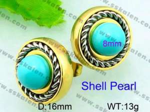 SS Shell Pearl Earrings - KE56575-Z