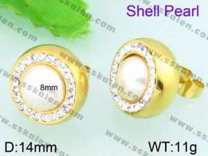 SS Shell Pearl Earrings - KE56616-Z