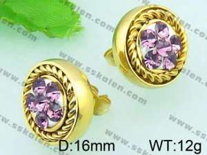  Stainless Steel Stone&Crystal Earring - KE56624-Z