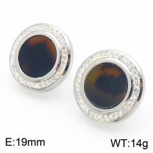 Stainless Steel Stone&Crystal Earring - KE56739-K