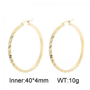 Fashionable gold plated women's stainless steel earrings with circular buckle - KE59805-LO