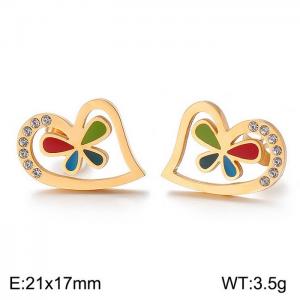 Stainless Steel Stone&Crystal Earring - KE60918-K