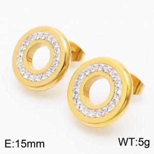 Stainless Steel Stone&Crystal Earring - KE61789-K