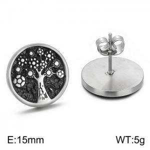 Stainless Steel Black-plating Earring - KE62423-K