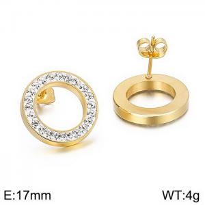 Stainless Steel Stone&Crystal Earring - KE62638-K