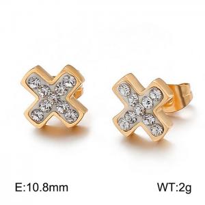 Stainless Steel Stone&Crystal Earring - KE62906-K