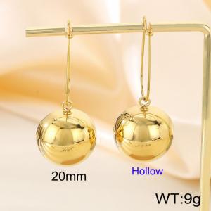 Gold hollow hemispheric ear hook earrings - KE63189-Z