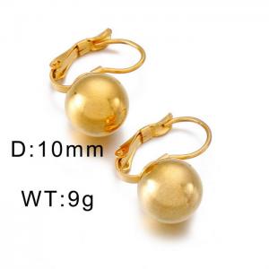 10mm simple steel ball Gold-Plating ear buckle Earring - KE63293-Z