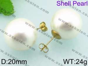 SS Shell Pearl Earrings - KE63308-Z