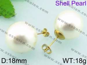 SS Shell Pearl Earrings - KE63309-Z