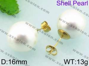 SS Shell Pearl Earrings - KE63310-Z