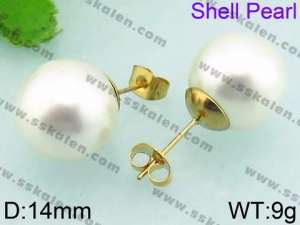 SS Shell Pearl Earrings - KE63311-Z