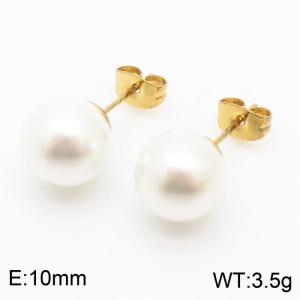 SS Shell Pearl Earrings - KE63313-Z