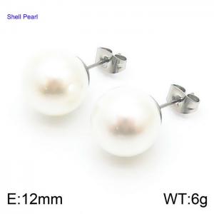 SS Shell Pearl Earrings - KE63314-Z