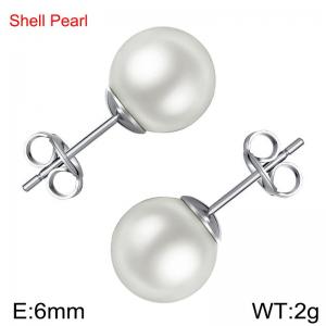 SS Shell Pearl Earrings - KE63316-Z