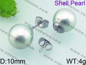 SS Shell Pearl Earrings - KE63318-Z
