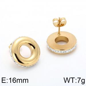 Stainless Steel Stone&Crystal Earring - KE63841-K