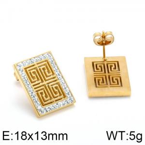Stainless Steel Stone&Crystal Earring - KE64528-K