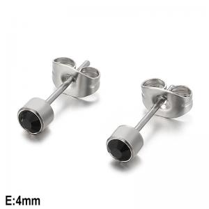 Steel color zircon black earrings - KE6712-K
