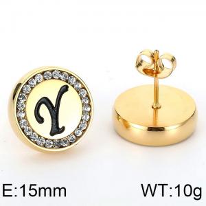 Stainless Steel Stone&Crystal Earring - KE69364-K