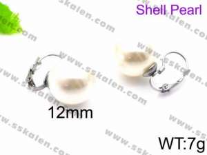 SS Shell Pearl Earrings - KE71403-Z