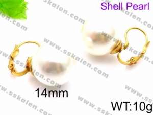 SS Shell Pearl Earrings - KE71404-Z