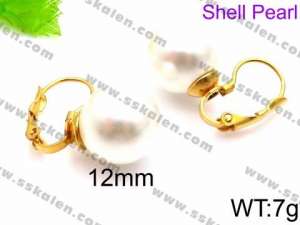 SS Shell Pearl Earrings - KE71405-Z