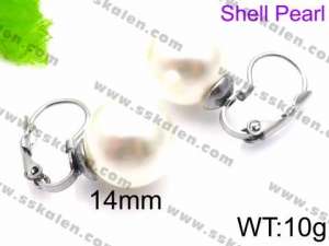 SS Shell Pearl Earrings - KE71406-Z