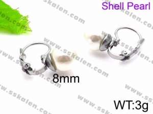 SS Shell Pearl Earrings - KE71411-Z