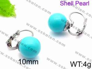 SS Shell Pearl Earrings - KE71413-Z