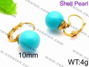 SS Shell Pearl Earrings - KE71414-Z