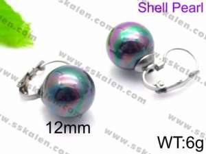 SS Shell Pearl Earrings - KE71417-Z