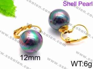 SS Shell Pearl Earrings - KE71418-Z
