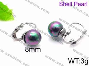 SS Shell Pearl Earrings - KE71421-Z