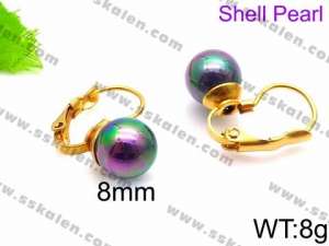 SS Shell Pearl Earrings - KE71422-Z