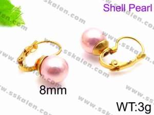 SS Shell Pearl Earrings - KE71423-Z