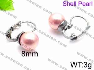 SS Shell Pearl Earrings - KE71424-Z
