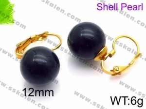 SS Shell Pearl Earrings - KE71426-Z