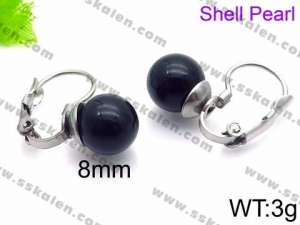 SS Shell Pearl Earrings - KE71429-Z