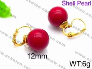 SS Shell Pearl Earrings - KE71431-Z