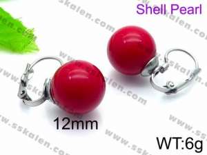 SS Shell Pearl Earrings - KE71432-Z